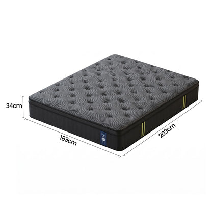 Levitex King Mattress 34 cm 5-Zone Pressure Relief  Pocket Spring with Reinforced Edge Support & Breathable Gel Memory Foam Hybrid Mattress