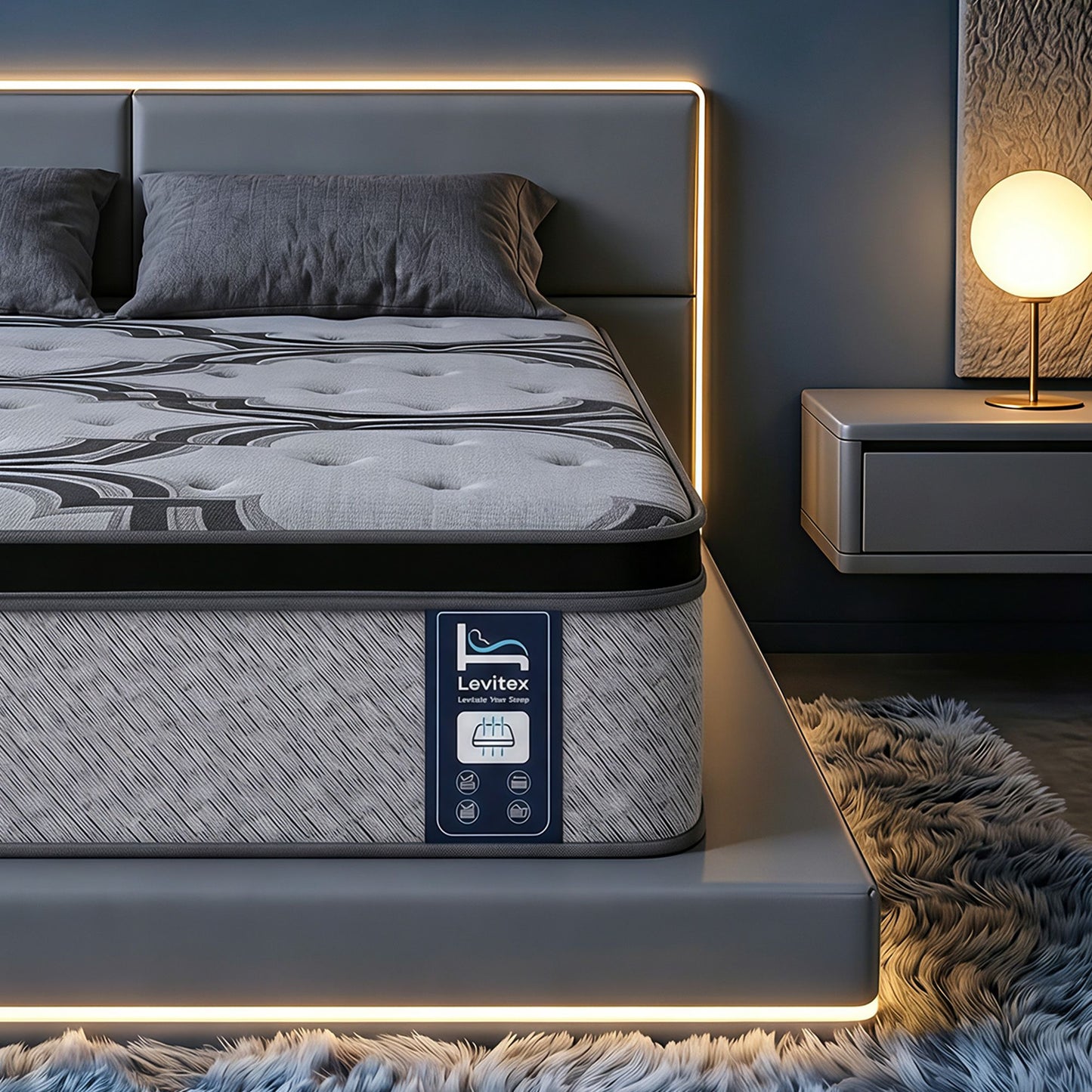Levitex Double Mattress 34 cm 5-Zone Pocket Spring with Latex & Memory Foam or Extra Lumbar & Shoulder Support