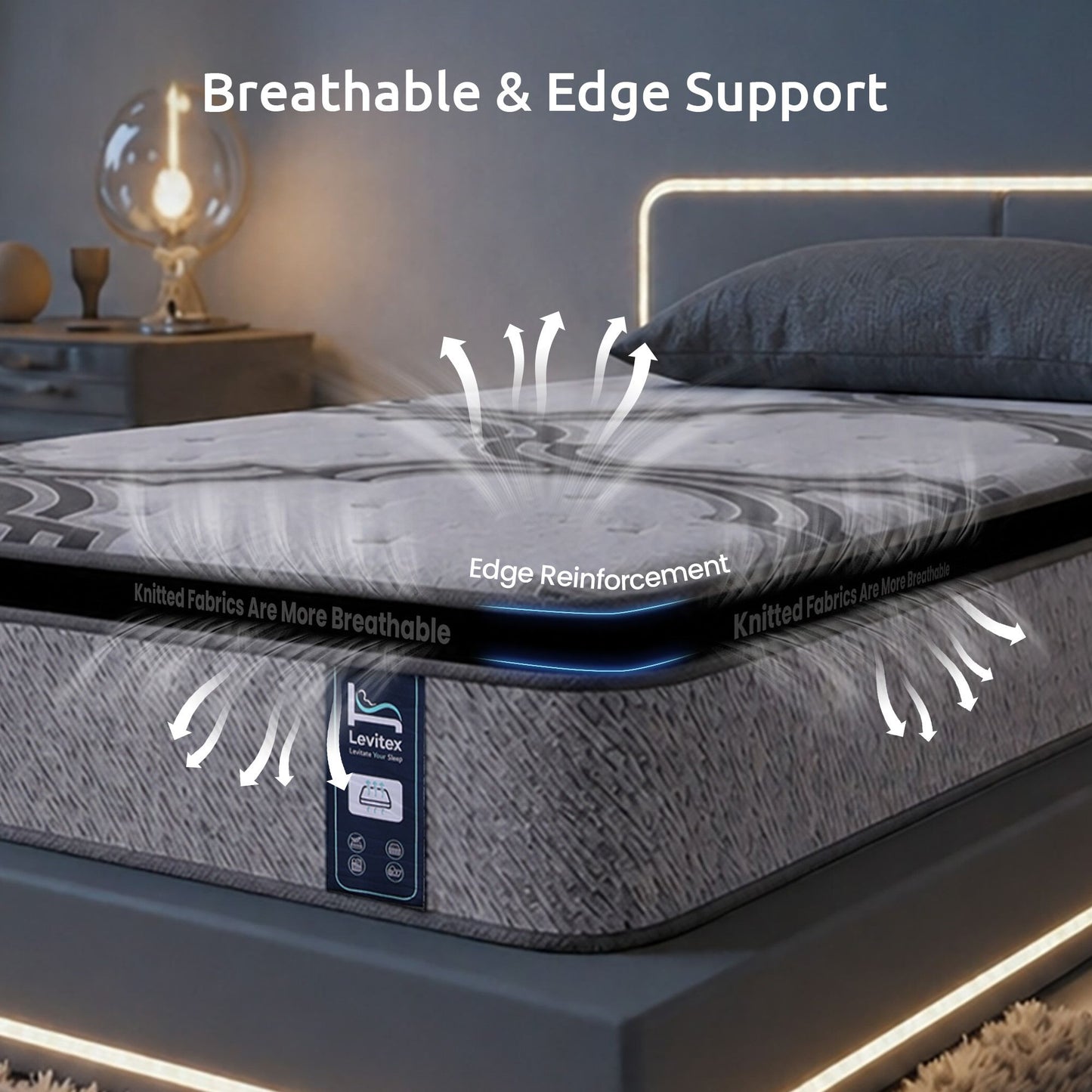 Levitex King Single Mattress 34 cm 5-Zone Pocket Spring with Latex & Memory Foam or Extra Lumbar & Shoulder Support