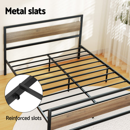 Artiss Bed Frame Queen Size Metal Frame with 2 Drawers DREW