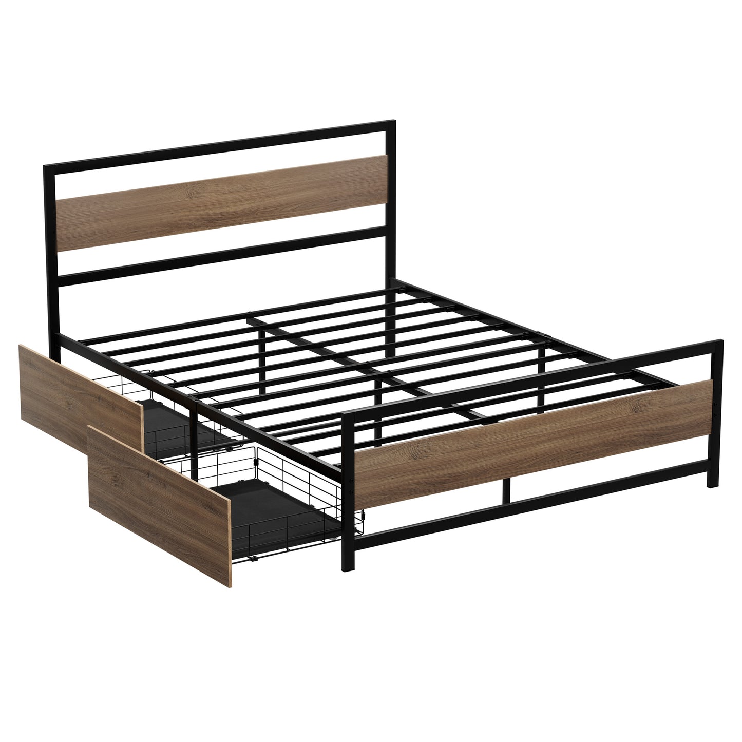 Artiss Bed Frame Queen Size Metal Frame with 2 Drawers DREW