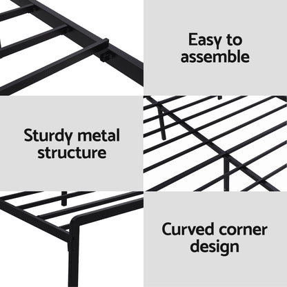 Artiss Bed Frame Queen Size LED Metal Bed Base with Charging Station LAN