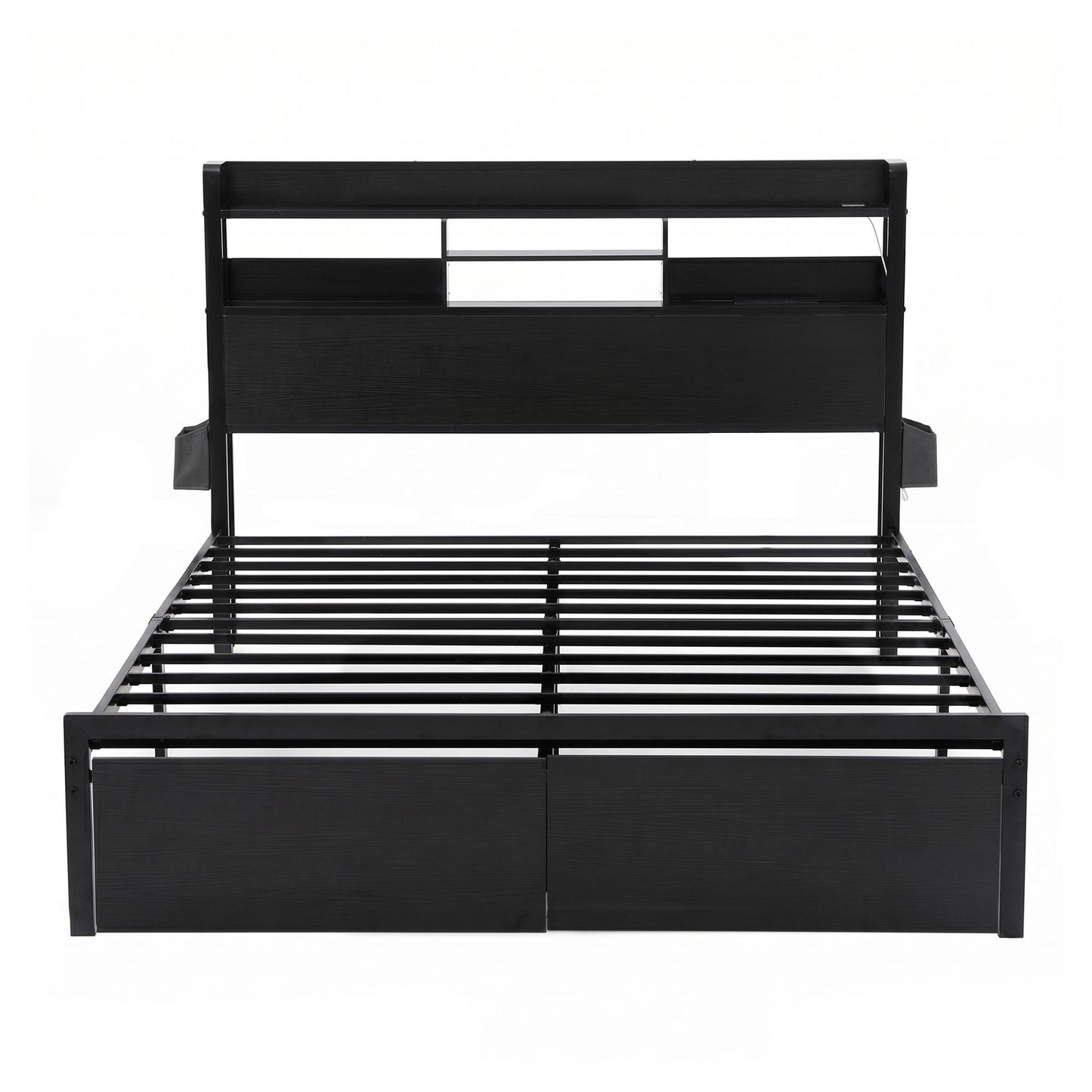 Artiss Bed Frame Double with Charging Station Storage Organizer Drawers LED ZAC