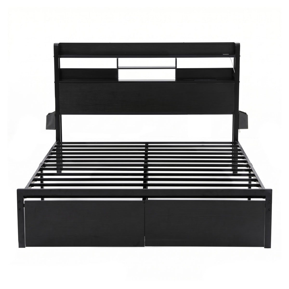 Artiss Bed Frame King with Charging Station Storage Organizer Drawers LED ZAC