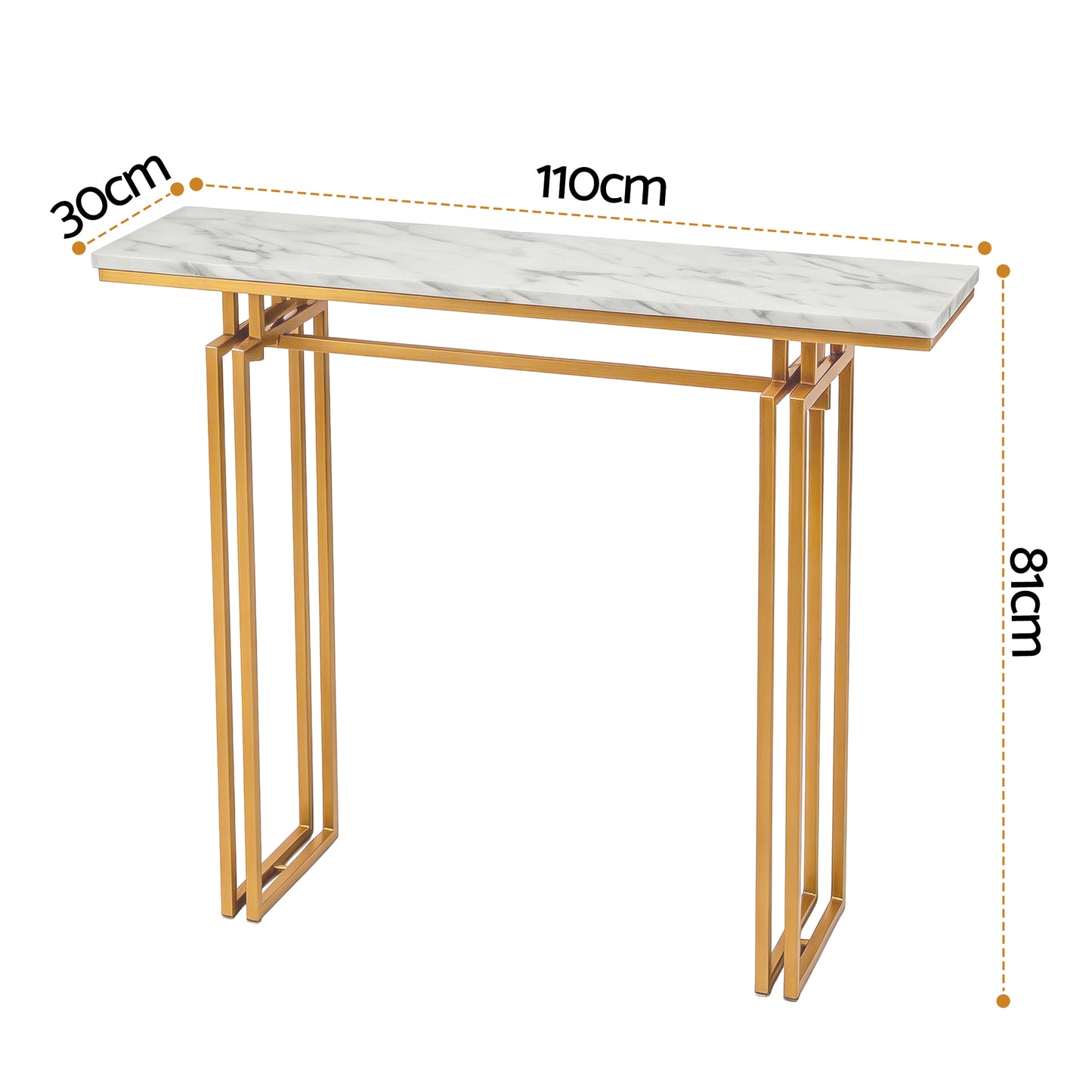 Artiss Console Table Hallway Entryway Table Marble Effect 110CM White & Gold