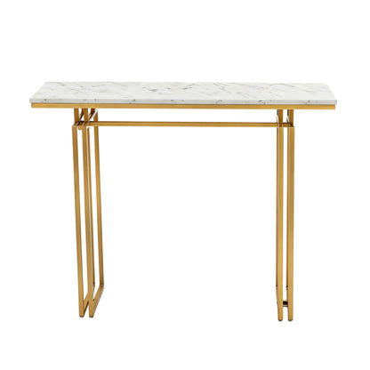 Artiss Console Table Hallway Entryway Table Marble Effect 110CM White & Gold