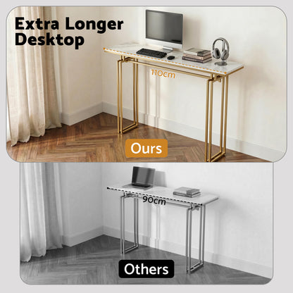 Artiss Console Table Hallway Entryway Table Marble Effect 110CM White & Gold