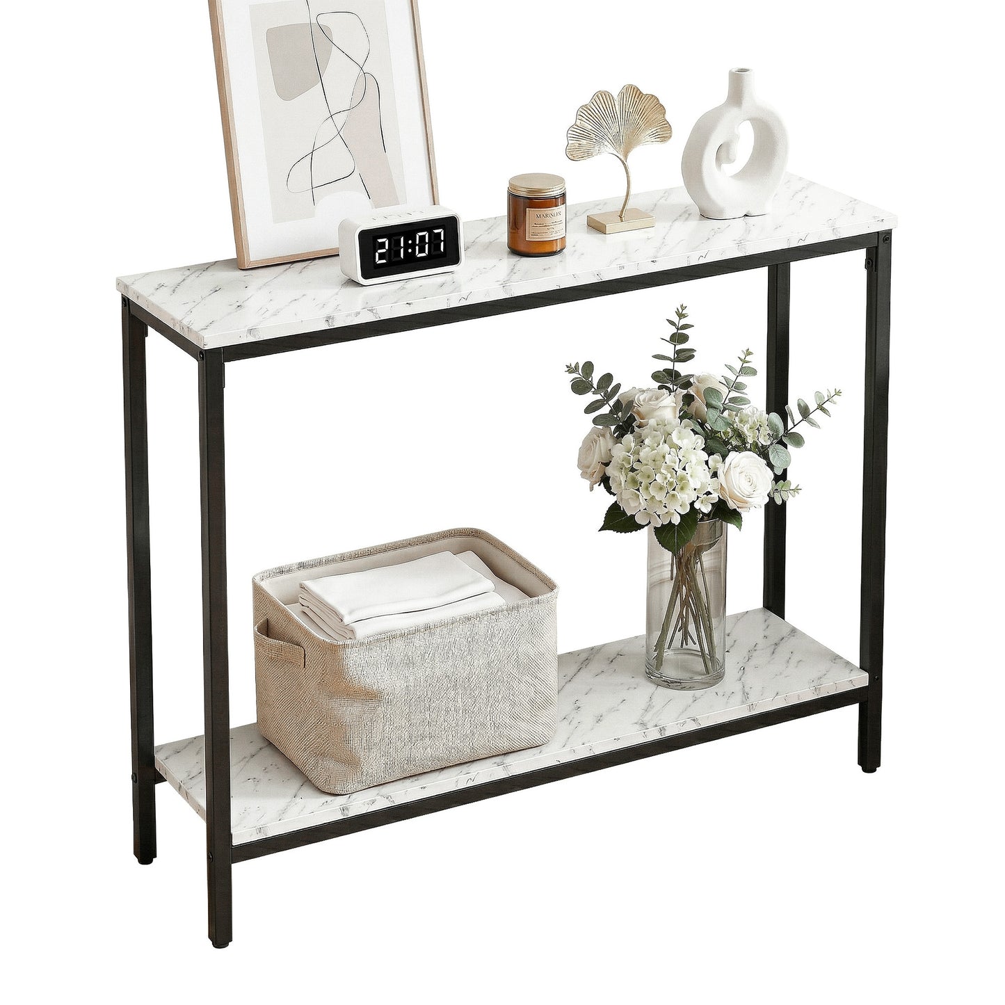 Artiss Console Table Entryway Hallway Display Desk Marble Effect White