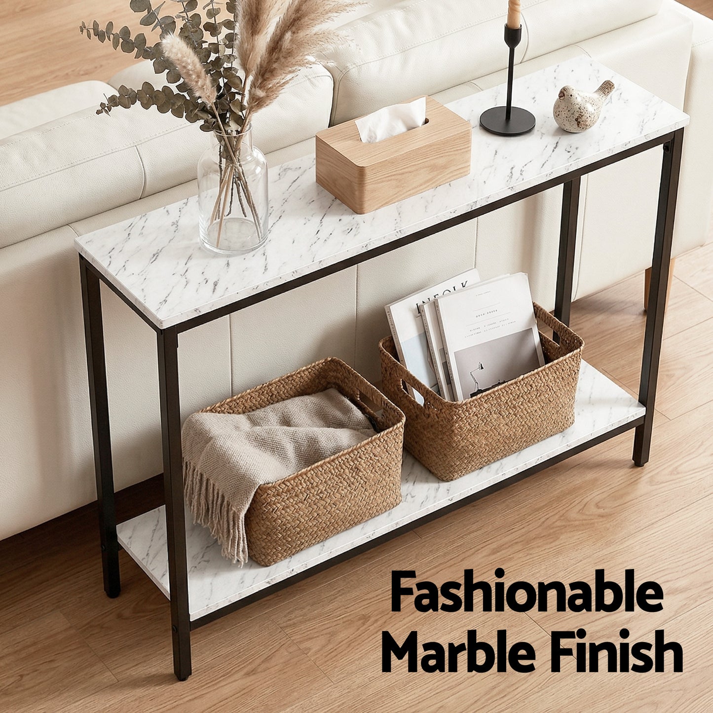 Artiss Console Table Entryway Hallway Display Desk Marble Effect White