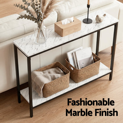 Artiss Console Table Entryway Hallway Display Desk Marble Effect White