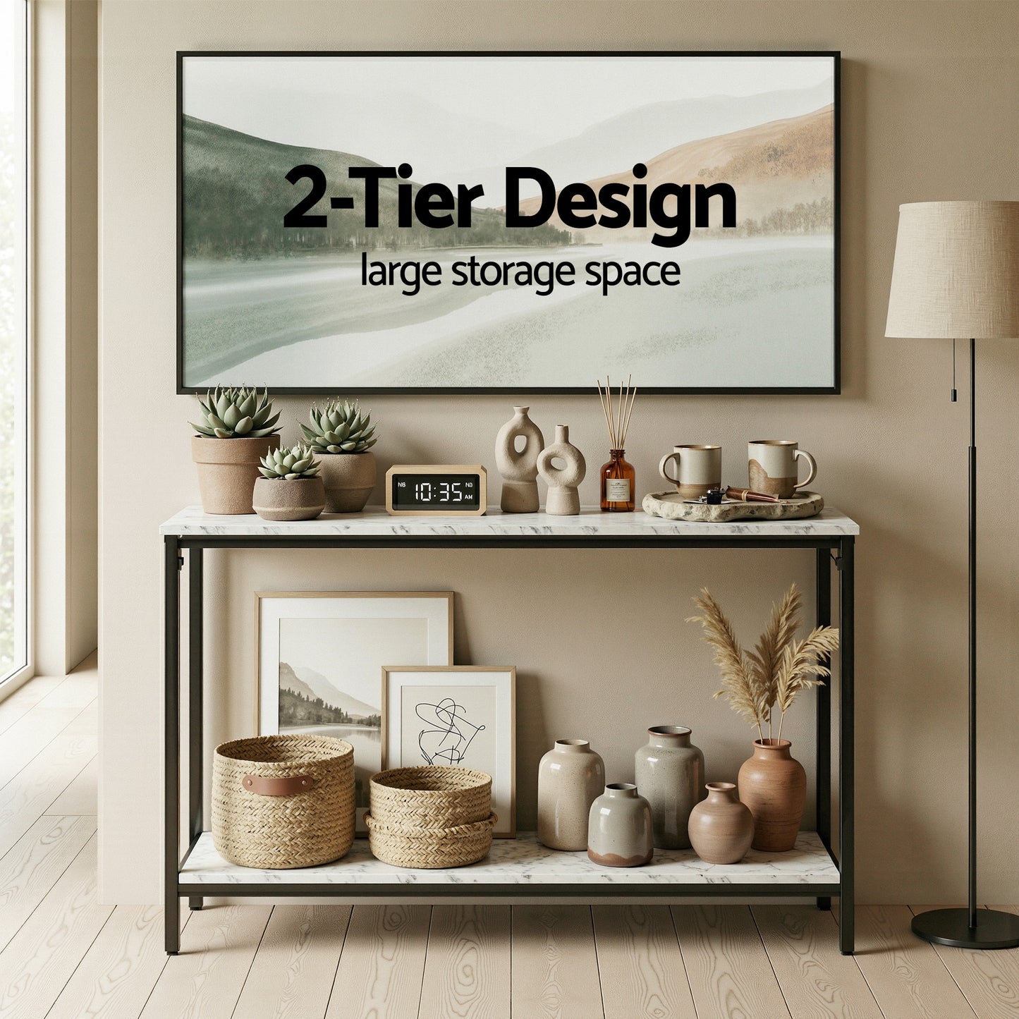 Artiss Console Table Entryway Hallway Display Desk Marble Effect White