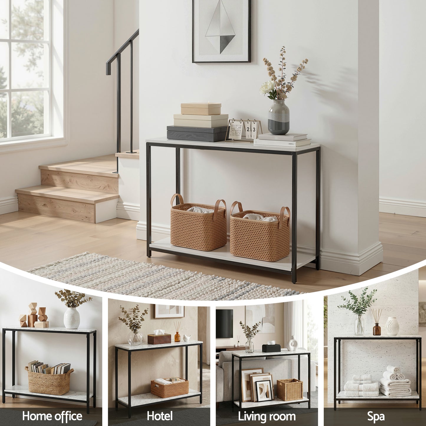 Artiss Console Table Entryway Hallway Display Desk Marble Effect White