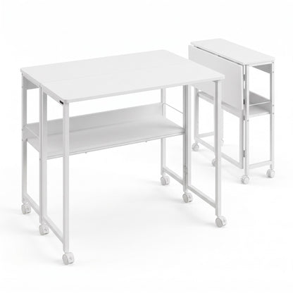 Artiss Foldable Computer Desk Mobile Study Table Workstation White 80cm
