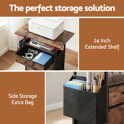 Artiss 2 Fabric Drawer File Cabinet Printer Stand Rolling File Cabinet with Side Bag