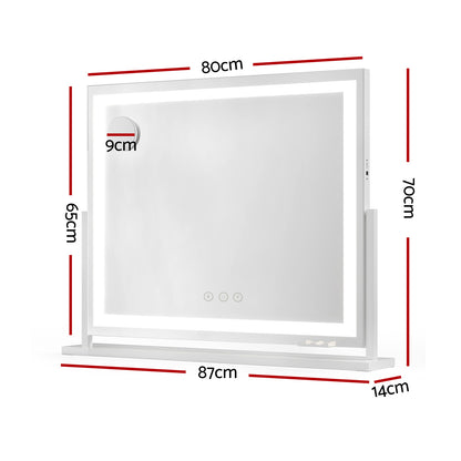 80x65cm Embellir Makeup Mirror Hollywood Vanity with LED Light White Frame