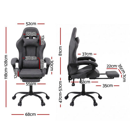 Artiss Gaming Office Chair Fabric Ergonomic with 2 Point Message Grey