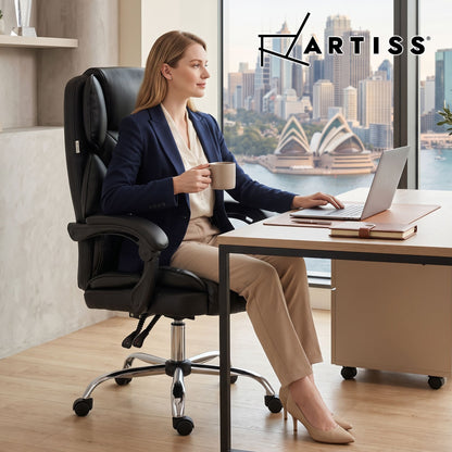 Artiss Executive Office Chair Leather Recliner Black