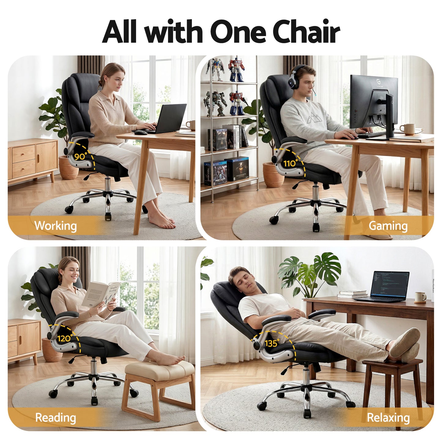 Artiss Executive Office Chair Leather Tilt Black