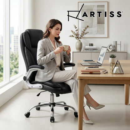 Artiss Executive Office Chair Leather Tilt Black