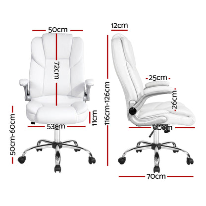Artiss Executive Office Chair Leather Tilt White
