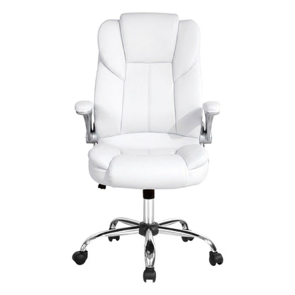 Artiss Executive Office Chair Leather Tilt White