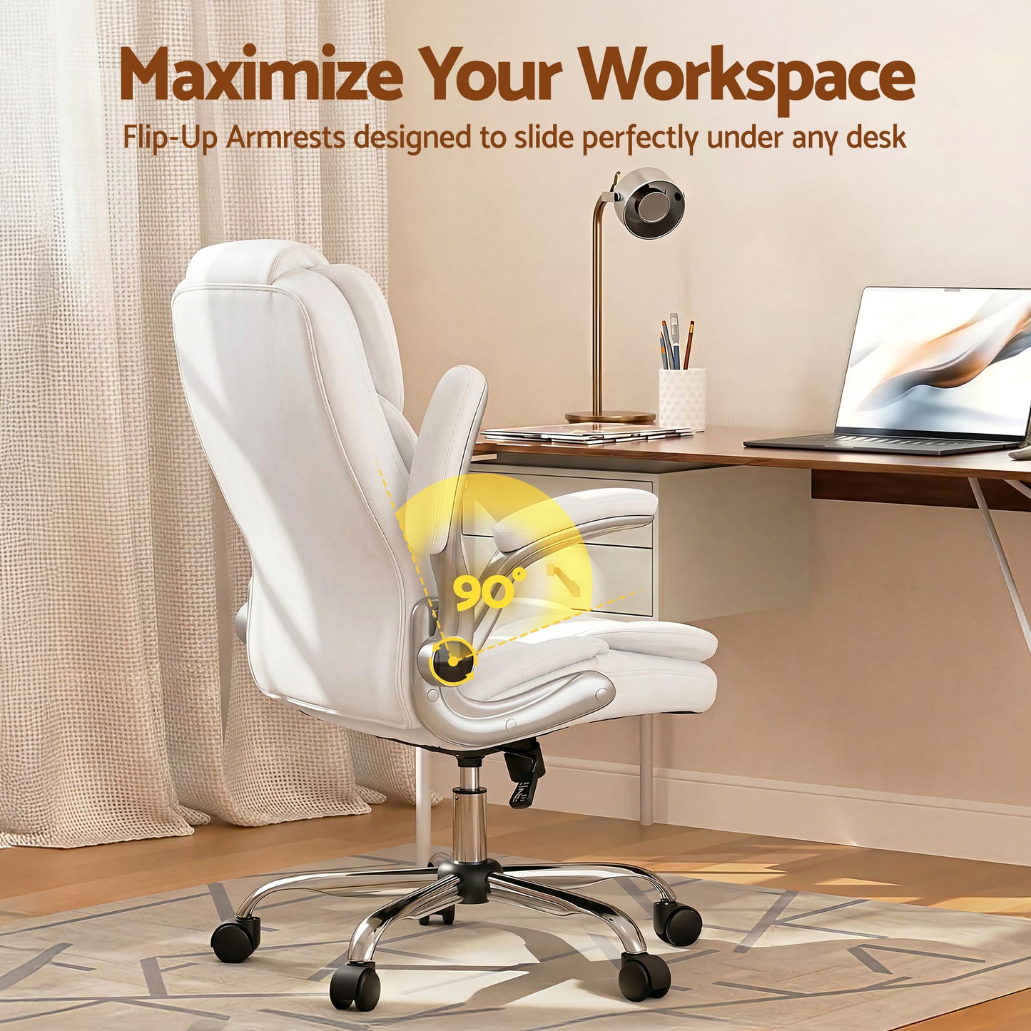 Artiss Executive Office Chair Leather Tilt White