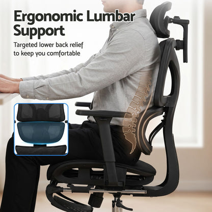 Artiss Ergonomic Office Chair Footrest Black