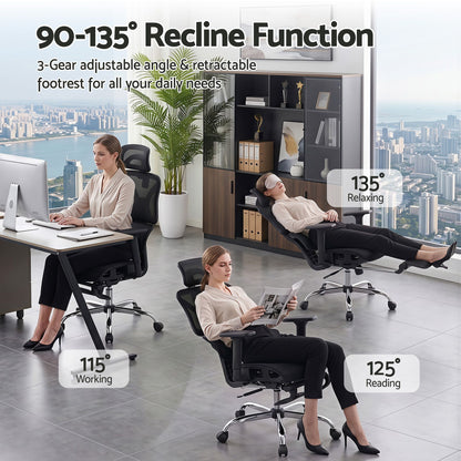 Artiss Ergonomic Office Chair Footrest Black