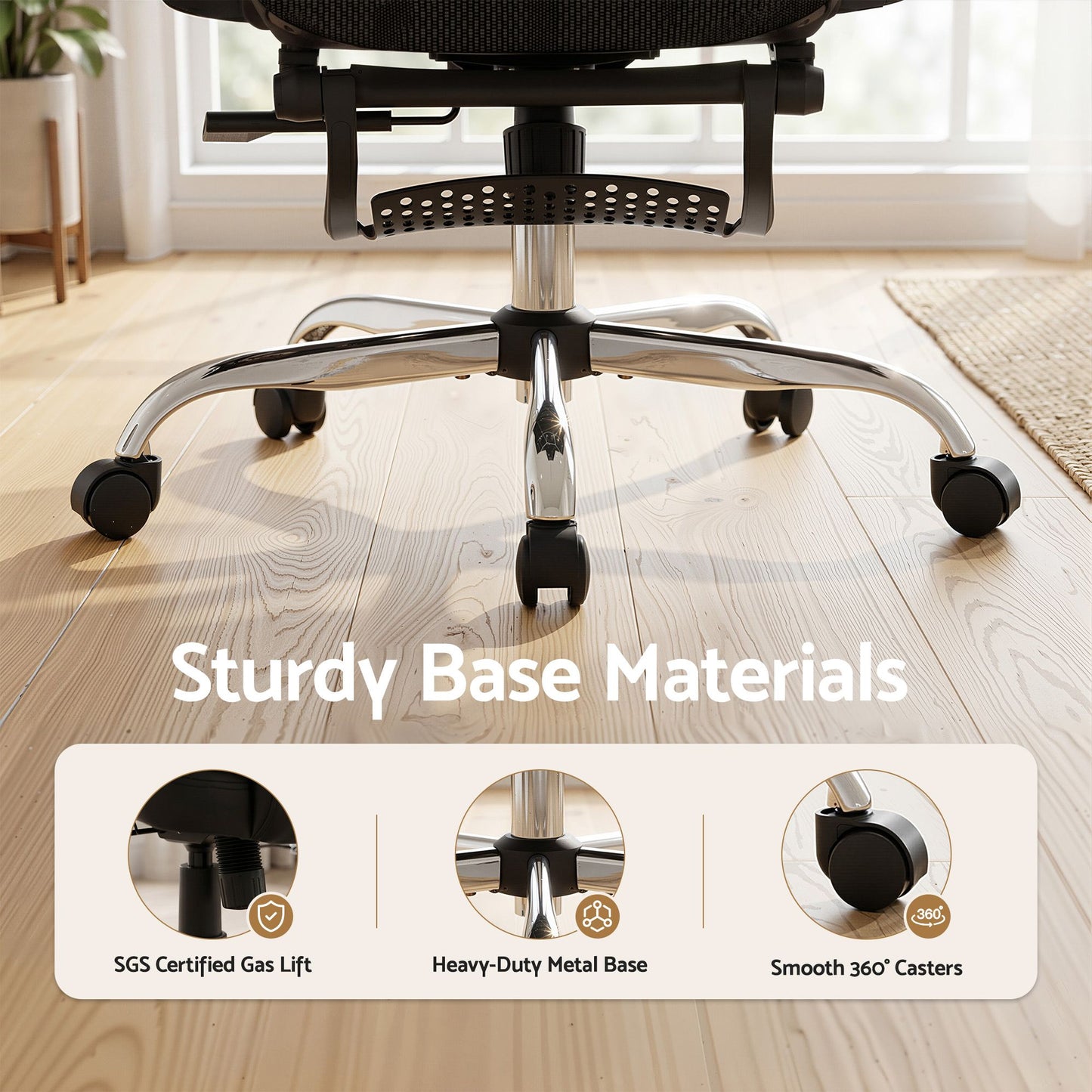 Artiss Ergonomic Office Chair Footrest Black