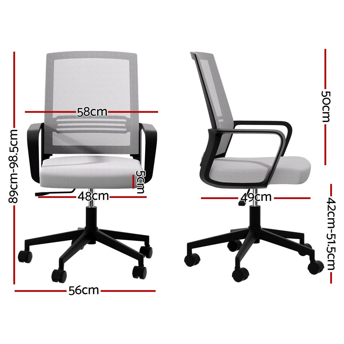 Artiss Mesh Office Chair Computer Gaming Desk Chairs Work Study Mid Back Grey