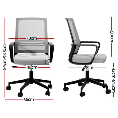 Artiss Mesh Office Chair Computer Gaming Desk Chairs Work Study Mid Back Grey