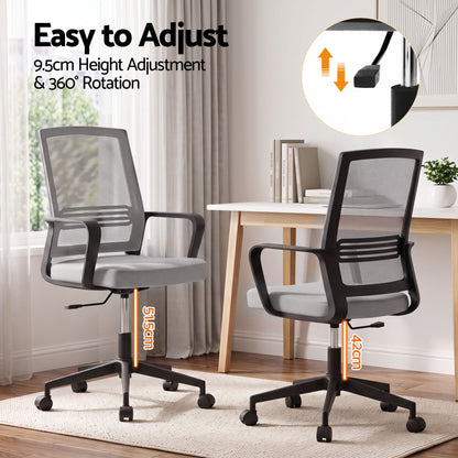 Artiss Mesh Office Chair Computer Gaming Desk Chairs Work Study Mid Back Grey