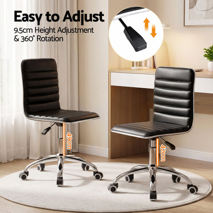 Artiss Office Chair Conference Chairs PU Leather Low Back Black