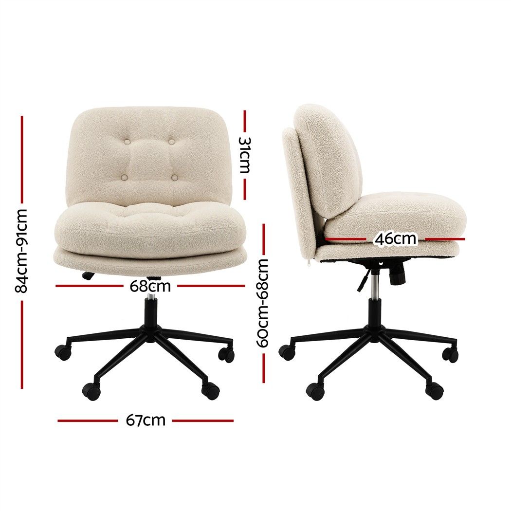 Artiss Criss Cross Office Chair Wide Seat Desk Chair Bouclé Fabric Vanity Chair Comfy, Beige