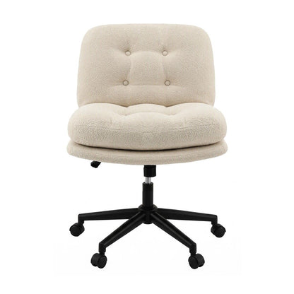 Artiss Criss Cross Office Chair Wide Seat Desk Chair Bouclé Fabric Vanity Chair Comfy, Beige