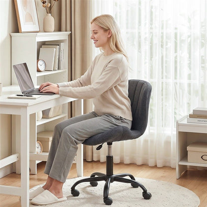Artiss Ergonomic Office Chair Armless Height Adjustable Computer Desk Chair Fabric Dark Grey