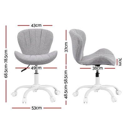 Artiss Ergonomic Office Chair Armless Height Adjustable Computer Desk Chair Fabric Light Grey
