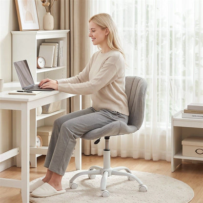 Artiss Ergonomic Office Chair Armless Height Adjustable Computer Desk Chair Fabric Light Grey