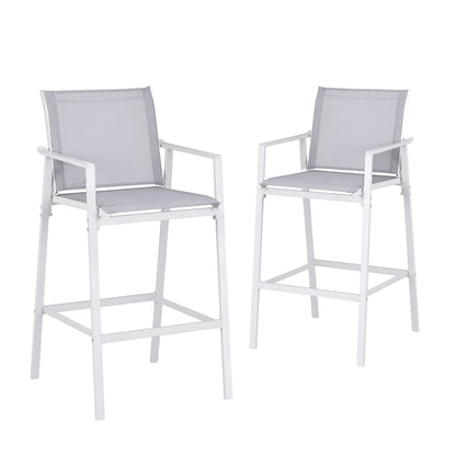 Gardeon 2PC Outdoor Bar Stools Dining Chairs Patio Furniture Garden Steel Textilene White