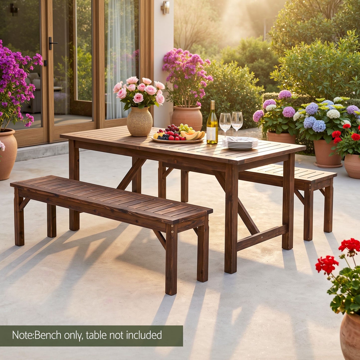 Gardeon Garden Benches Garden Seating Backless Timber Seat 150cm Brown