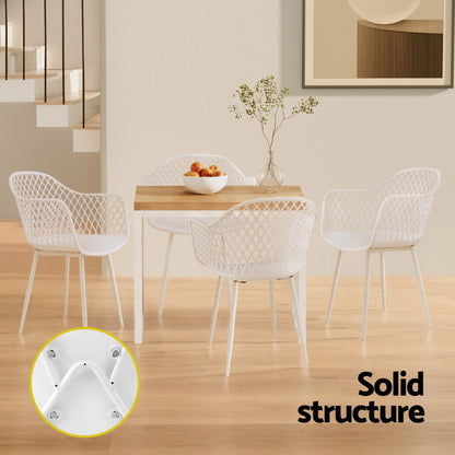 Gardeon 4PC Outdoor Dining Chairs PP Lounge Chair Patio Furniture Garden White