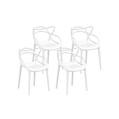 Gardeon 4PC Outdoor Dining Chairs PP Portable Stackable Chair Patio Furniture White
