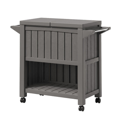 Gardeon Outdoor Storage Cabinet Box 80L Ice Bucket Cooler Rolling Serving Cart Kitchen Trolley Brown