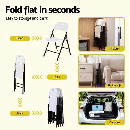 Gardeon 9PCS Outdoor Dining Set 180CM Folding Table and Chairs Patio Furniture White