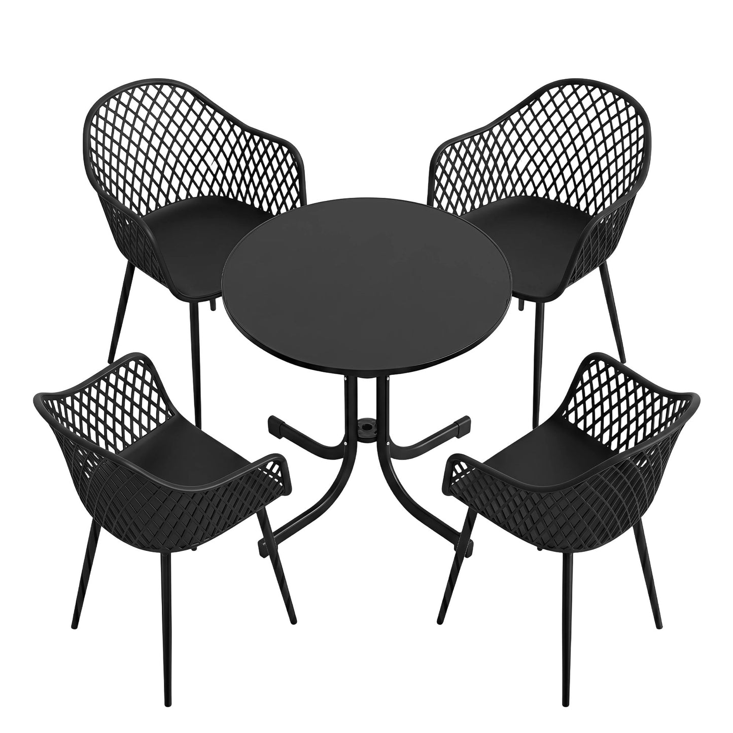 Gardeon 5PCS Outdoor Dining Set Table and Chairs Patio Furniture Garden Diamond Black