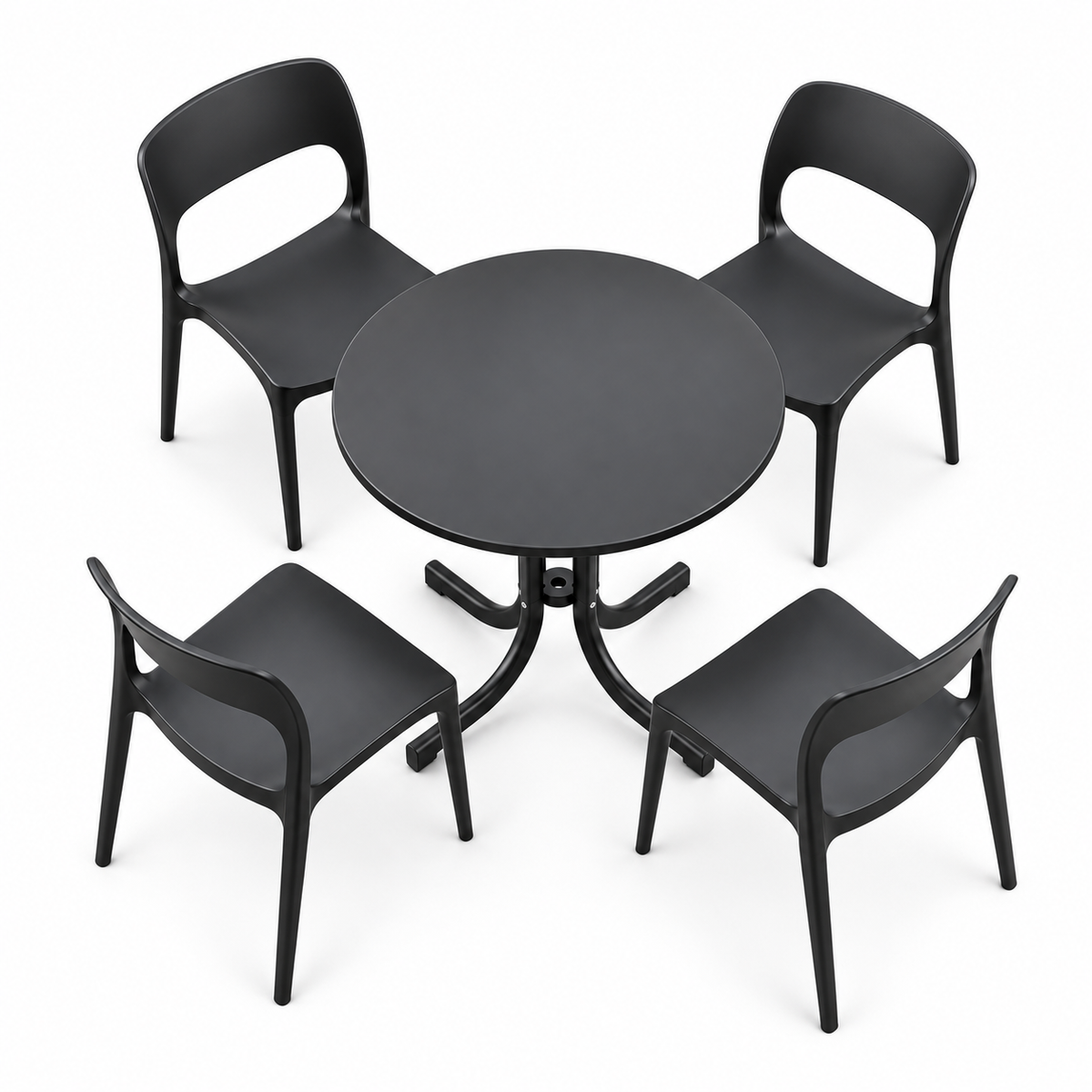 Gardeon 5PCS Outdoor Dining Set Table and Chairs Patio Furniture Garden Black
