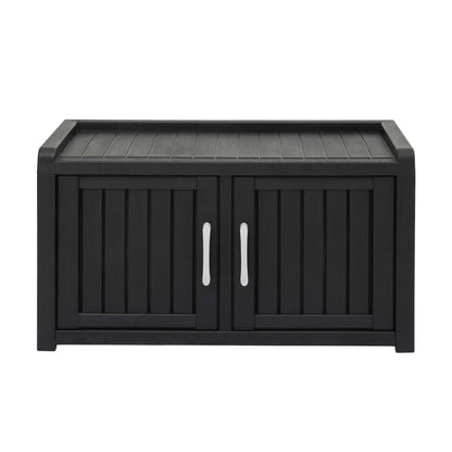 Outdoor Storage Box Bench Shoe Cabinet with Shelf Resin 81cm Black