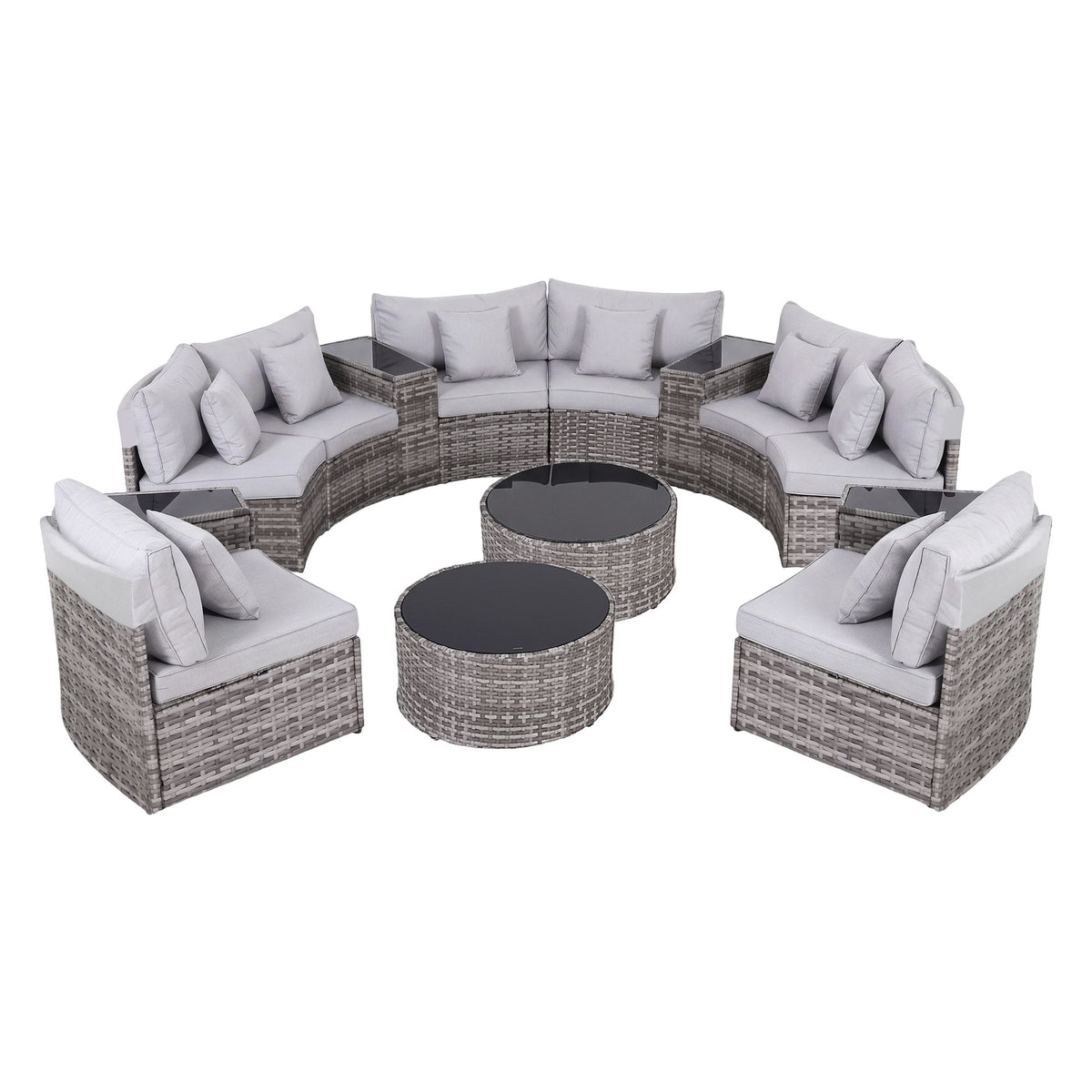 Gardeon 8 Seater Outdoor Sofa Set 14PCS Table Chair Set Rattan Patio Furniture