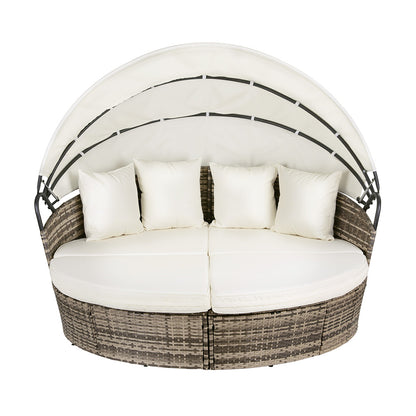 Gardeon Outdoor Day Bed Sun Lounge Setting Wicker Lounger Furniture Patio Beige Set of 3