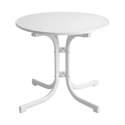 Gardeon Outdoor Side Table 80cm Folding Steel Round Bistro Desk Cafe Patio Furniture White